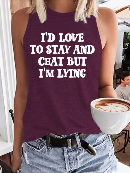 

I'd Love to Stay And Chat Funny Casual Knit Tank, Wine red, Tank Tops
