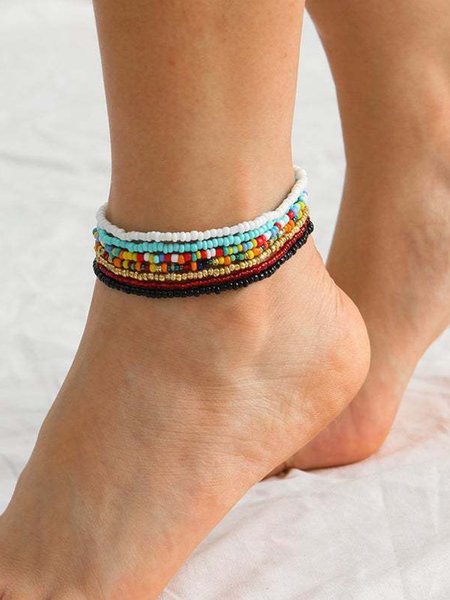 

JFN Bohemian Resort Beaded Anklet, As picture, Anklets