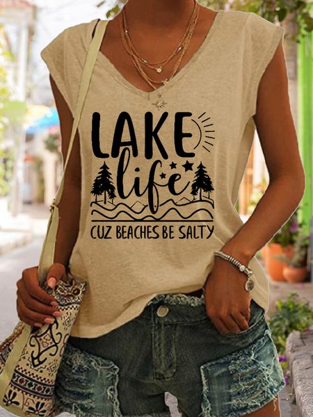 

Lake Life Women's Casual Tank, Khaki, Tank Tops
