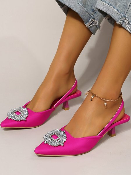 

JFN Gorgeous Rhinestone Banquet Evening Dress Stilettos, Deep pink, Heels