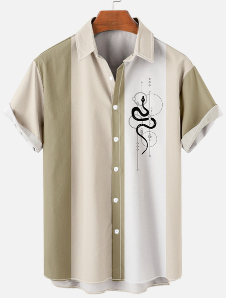 

Snake Striped Vacation Short Sleeve Shirt, As picture, Short Sleeves Shirts