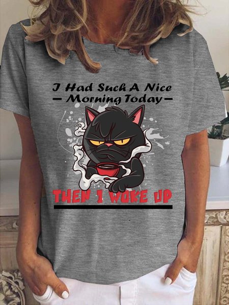 

I Had Such A Nice Morning Today Funny Grumpy Cat T-shirt, Gray, T-shirts