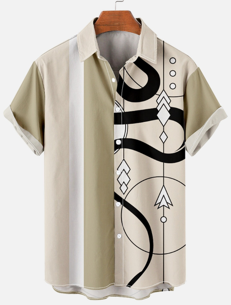 

Short Sleeve Snake Symbol Shirt, As picture, Short Sleeves Shirts