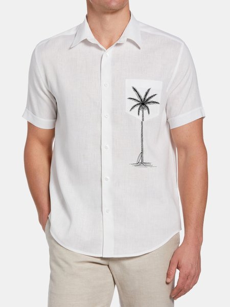

Casual Lapel Short Sleeve Short Sleeve Shirt, White, Shirts ＆ Blouse