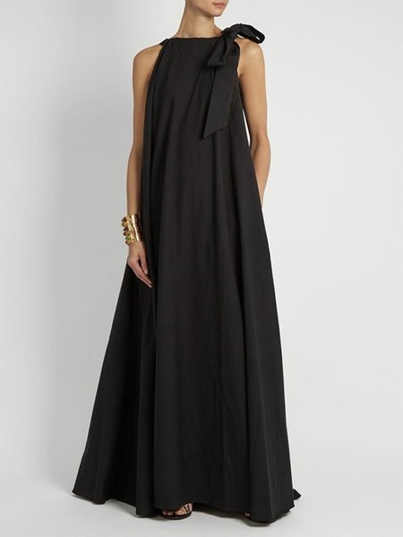 

Solid Casual Sleeveless Maxi Dress, Black, Maxi Dresses