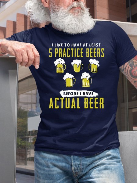 

Beers Funny Print Casual Short Sleeve T-Shirt, Purplish blue, T-shirts