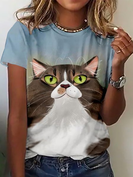 

Casual Animal Short Sleeve T-Shirt, As picture, T-Shirts