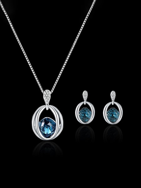 

JFN Crystal Earrings Necklace Set, Blue, Necklaces
