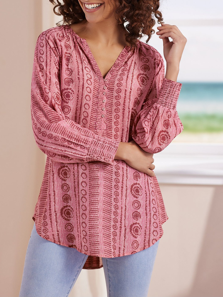 

Loosen Long Sleeve Tops, Red, Shirts & Blouses