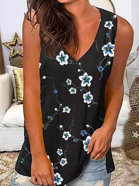 

Floral Print Designer Sleeveless Top for Women, Multicolor, Tanks & Camis