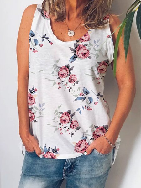 

Floral print designer hot knitted tank top for women, Multicolor, Tank Tops & Camis