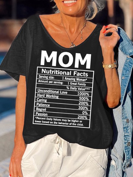 

Mom Nutritional Facts Women's Short Sleeve T-Shirt, Black, T-shirts