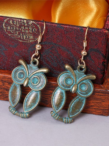 

JFN Vintage Bronze Owl Animal Earrings, Color1, Earrings
