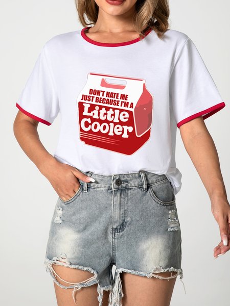

Unocis Little Cooler Funny Print Ringer Tee, Red, T-shirts