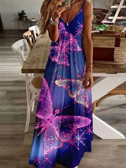 

Casual Short Sleeve Knit Dress, Blue purple, Maxi Dresses
