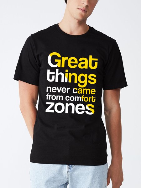 

Unocis Inspirational Saying Print Crew Neck T-Shirt, Black, T-shirts