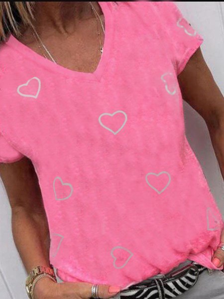 

Regular Fit Casual Short Sleeve T-Shirt, Rose red, T-Shirts