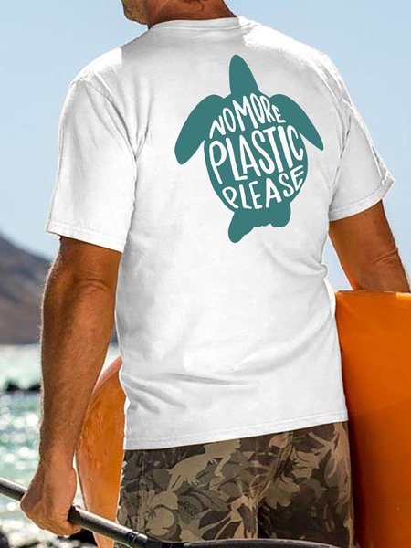 

Men's Eco-Themed Element Printed Short Sleeve Tee, White, T-shirt