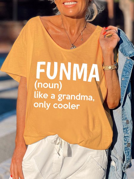 

Funma Mother's Day Gift Funny Print Short Sleeve T-Shirt, Yellow, T-shirts