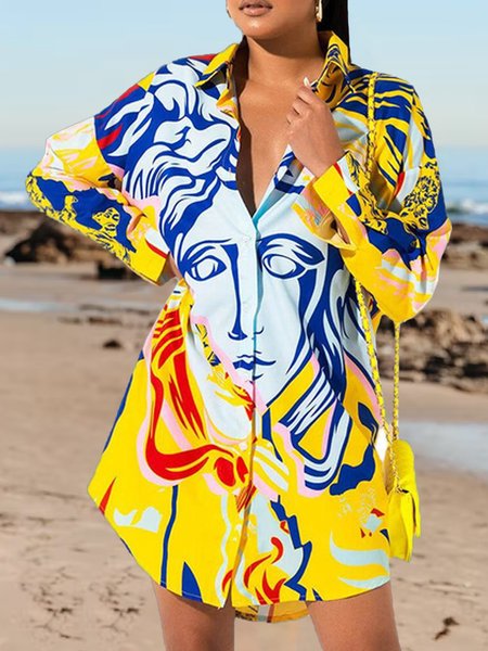 

Figure Vacation Loosen Long Sleeve Blouse, Yellow, Shirts & Blouses