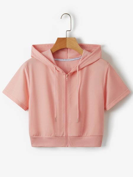 

Simple Loosen Plain Short Sleeve T-Shirt, Light pink, T-shirts