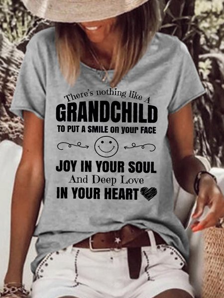 

There’s Nothing Like A Grandchild Casual Letter Short Sleeve Tops, Gray, T-shirts