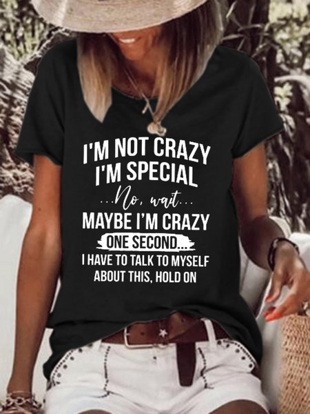 

I'm Not Crazy I'm Special Women's Short Sleeve Tops, Black, T-shirts