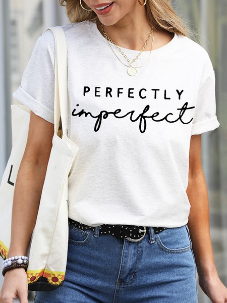 

Perfectly Imperfect Casual Short Sleeve T-Shirt, White, T-shirts