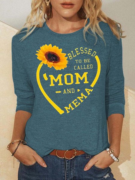 

Blessed Called Mom And Mema Mother's Day Sunflower Heart Women‘s Longsleeve Shirt, Green, Long sleeves