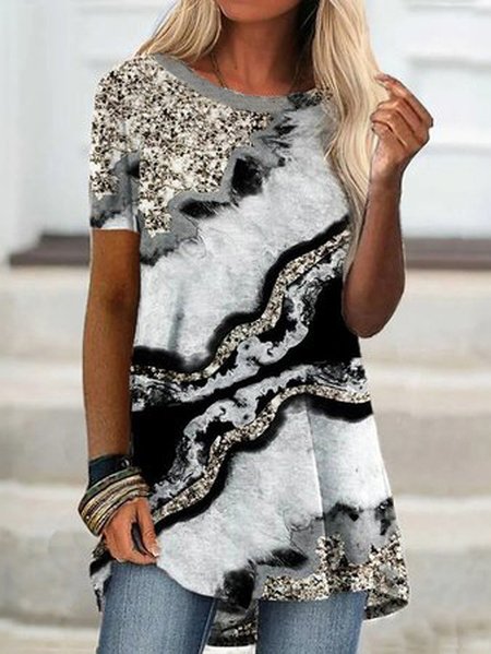 

Casual Loosen Short Sleeve Tops, Multicolor, T-Shirts