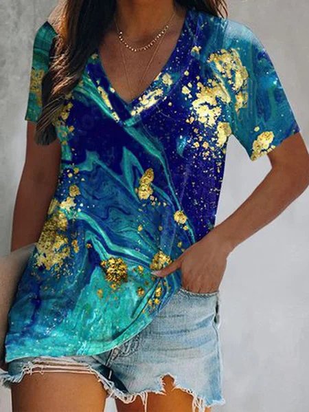 

Loosen Casual Short Sleeve T-Shirt, Multicolor, T-Shirts