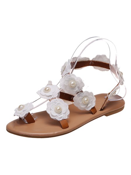 

JFN White Pearl Petal Wedding Bridal Sandals, Sandals