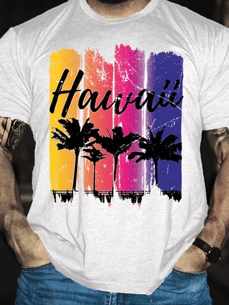 

Hawaii Summer Casual Short Sleeve T-Shirt, White, T-shirts