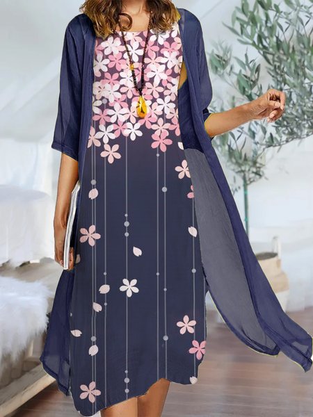 

Crew Neck Floral Two Piece Sets, Multicolor, Suit Set