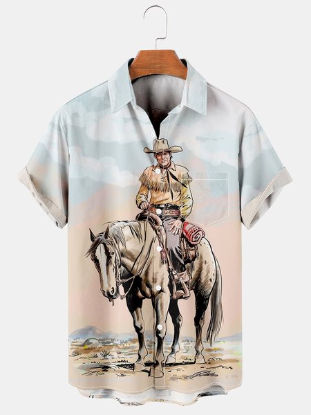 

Men's Outdoor Series Casual Breathable Short Sleeve Hawaiian Shirt, As picture, Men's Floral shirt