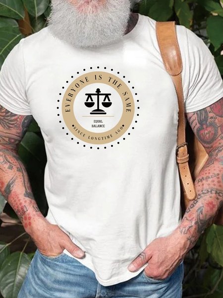 

Libra Equal Casual Cotton Short Sleeve T-Shirt, White, T-shirts