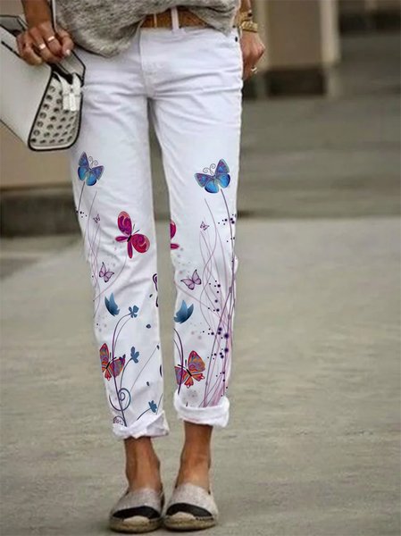 

Regular Fit Casual Cotton Pants, White, Pants