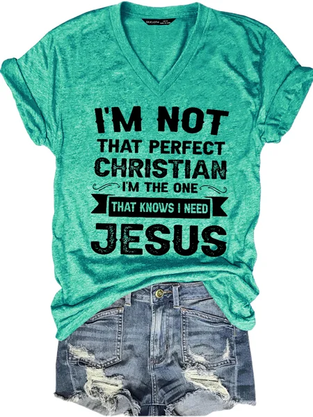 

I’m Not That Perfect Christian Casual Short Sleeve T-Shirt, Green, T-shirts