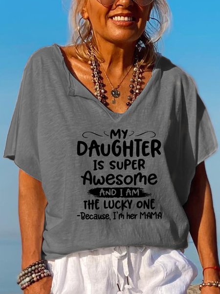 

My Daughter Is Super Awesome Funny Mother's Day Gift T-shirt, Gray, T-shirts