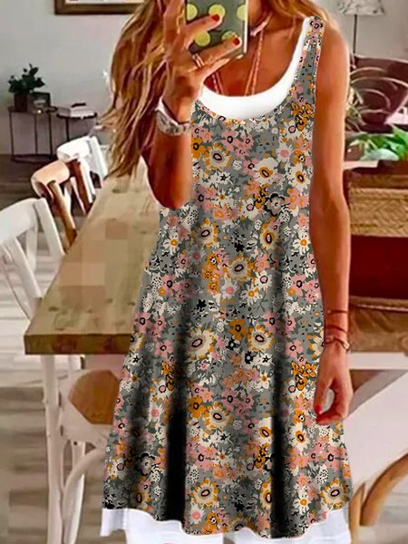 

Casual Loosen Short Sleeve Knit Dress, As picture, Mini Dresses
