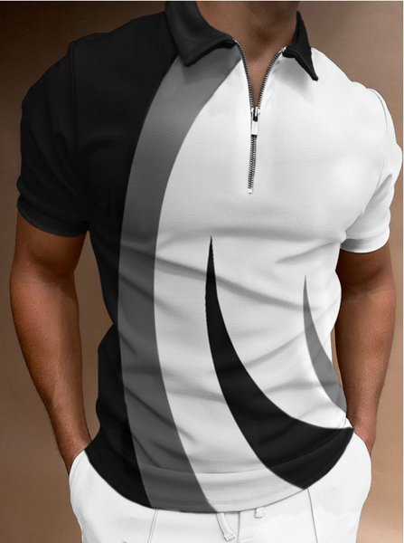 

Men's Casual Printed Short Sleeve POLO Shirt, White, Polo Shirts
