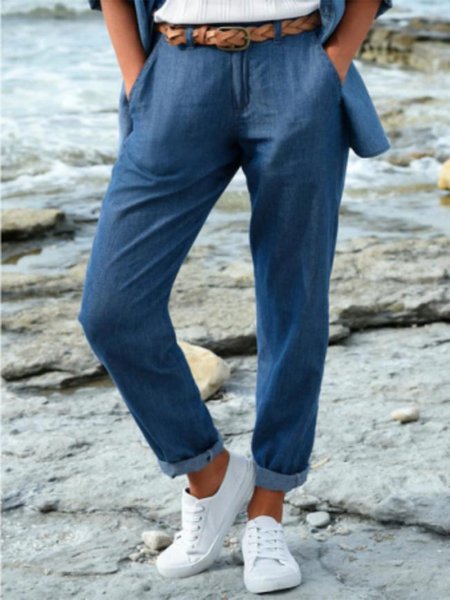 

Casual Loosen Pants, Blue, Jeans