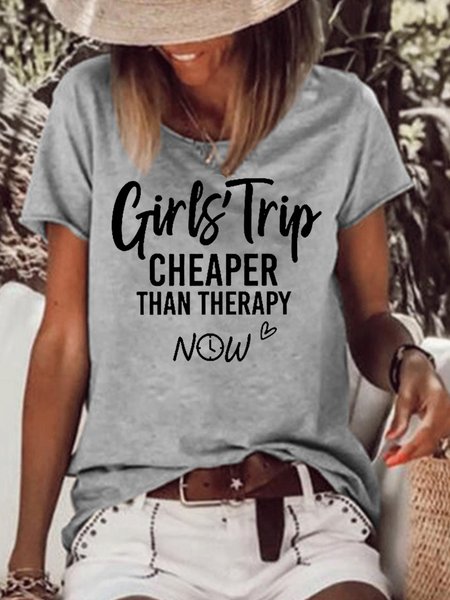 

Girls Trip Funny Casual Short Sleeve Tops, Gray, T-shirts