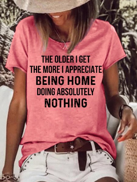 

The Older I Get Shirt Funny Sarcastic Saying Letter Short Sleeve T-Shirt, Red, T-shirts