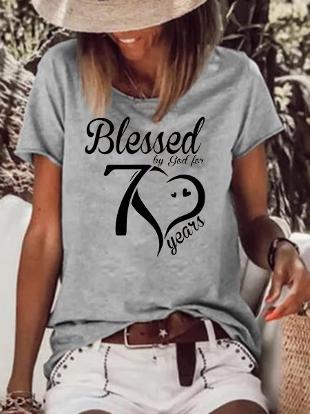 

Blessed By God for 70 Years Short Sleeve T-Shirt, Gray, T-shirts