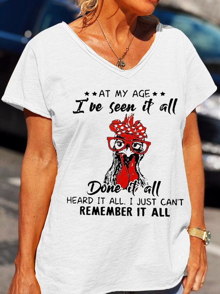 

Funny Letter V Neck Casual Short Sleeve T-Shirt, White, T-shirts