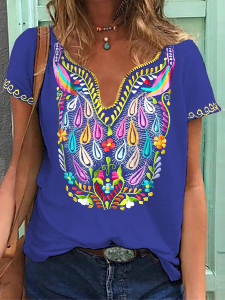 

Vintage Tribal Short Sleeve T-Shirt, Blue, T-Shirts