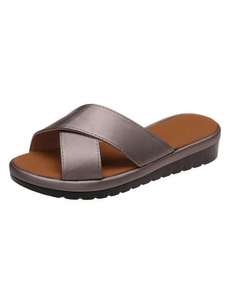 

Cross Strap Simple Casual Slippers, Rust, Sandals
