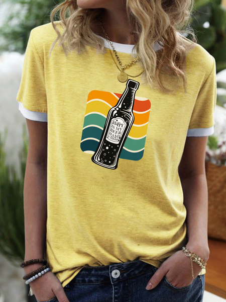 

Why my Beer Hand is Empty Painted Regular Fit Vacation Short Sleeve T-Shirt, Yellow, T-shirts