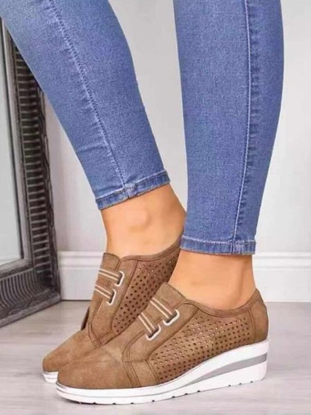 

JFN Cutout Elastic Casual Wedges, Brown, Creepers & Wedges